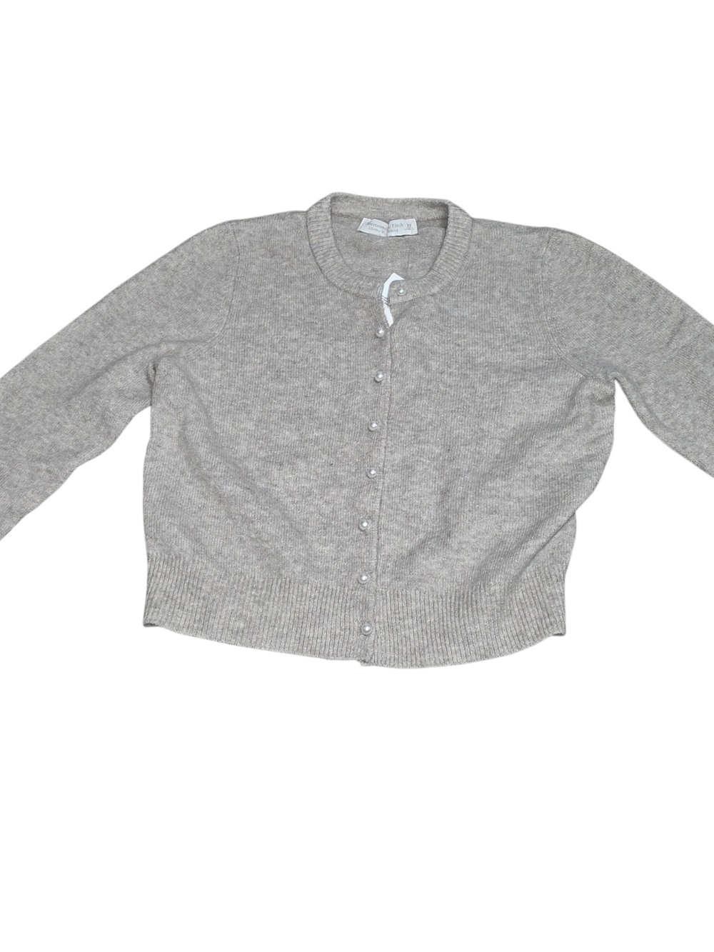 NWT Abercrombie & Fitch XS Merino Wool Blend Pearl Button Cardigan Beige - Picture 4 of 9